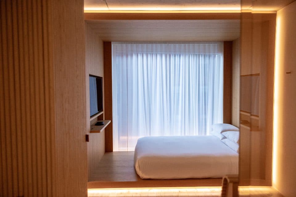 A calm, minimalist styled bedroom